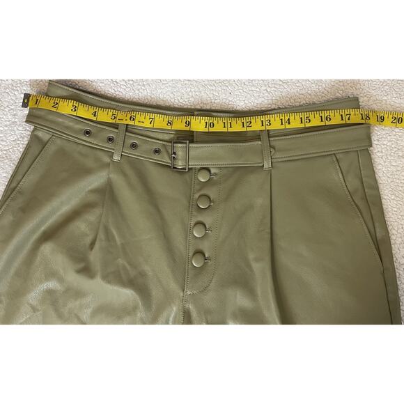 Paige Women's Maria 10 Pant Vegan Leather Belt Button Fly in Dark Brushed - Picture 8 of 16